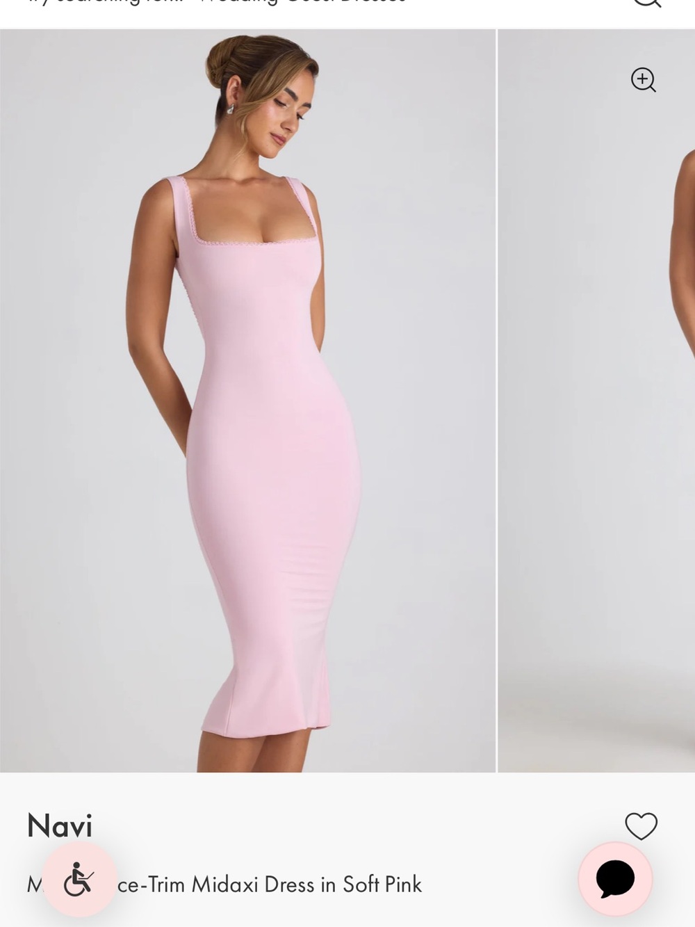 Navi Soft Pink Square-Neck Midaxi Bodycon Dress